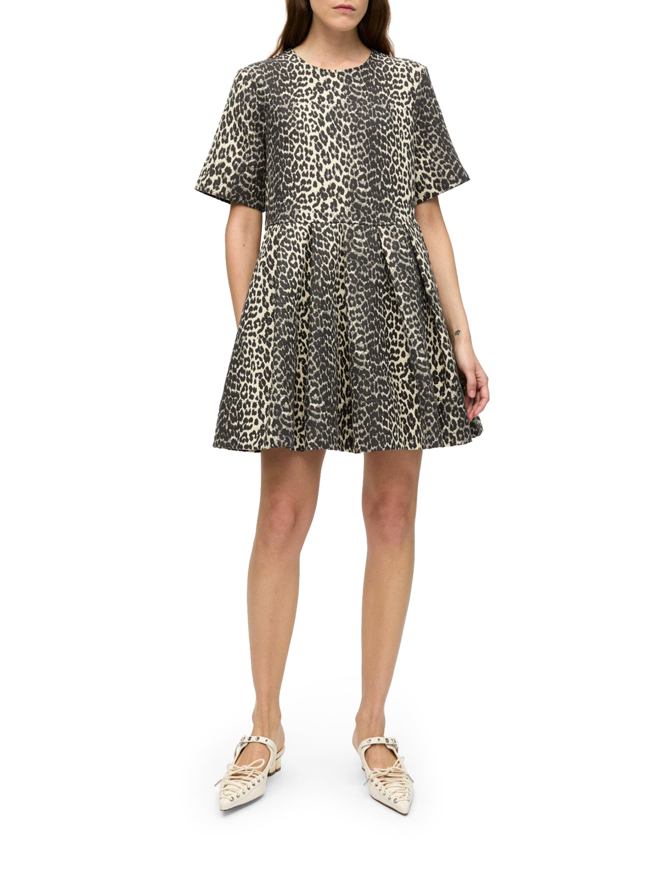 MINI ABITO IN TWEED DI COTONE LEOPARDATO