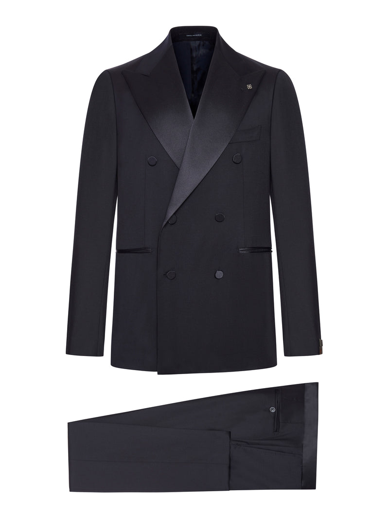 ABITO DOPPIOPETTO IN LANA CON INSERTI IN SETA