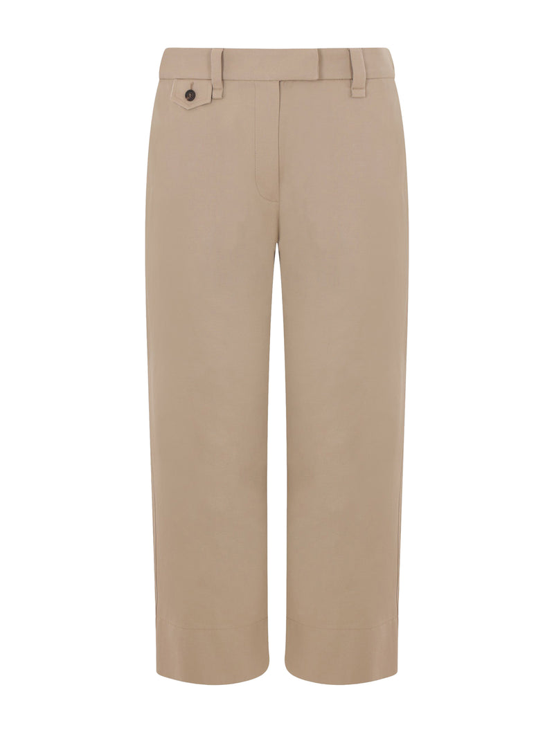 PANTALONE CHINO CROP IN COVER DI COTONE E LINO