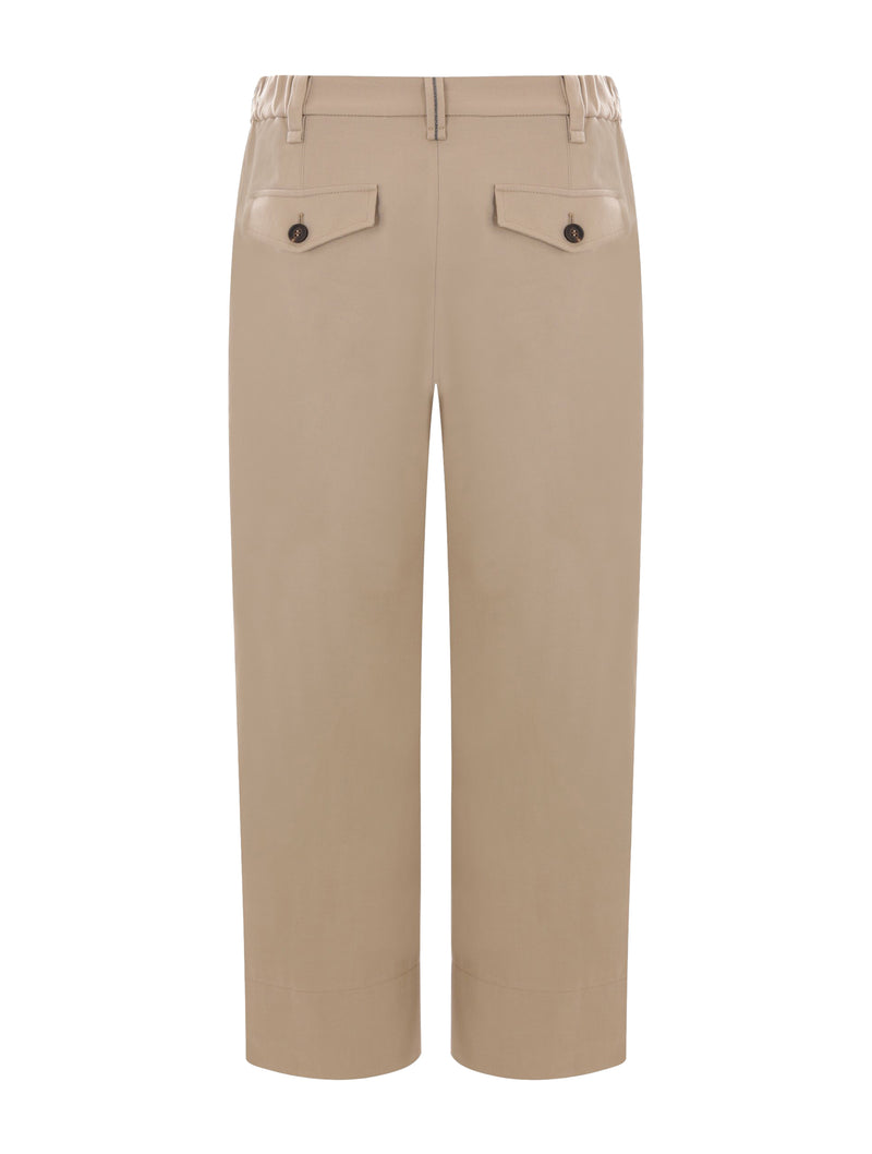 PANTALONE CHINO CROP IN COVER DI COTONE E LINO