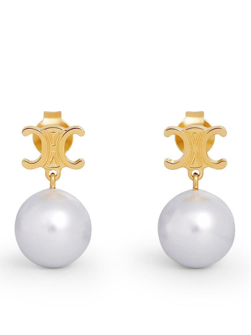ORECCHINI LES PERLES CELINE IN OTTONE CON FINITURA ORO E PERLE DI VETRO
