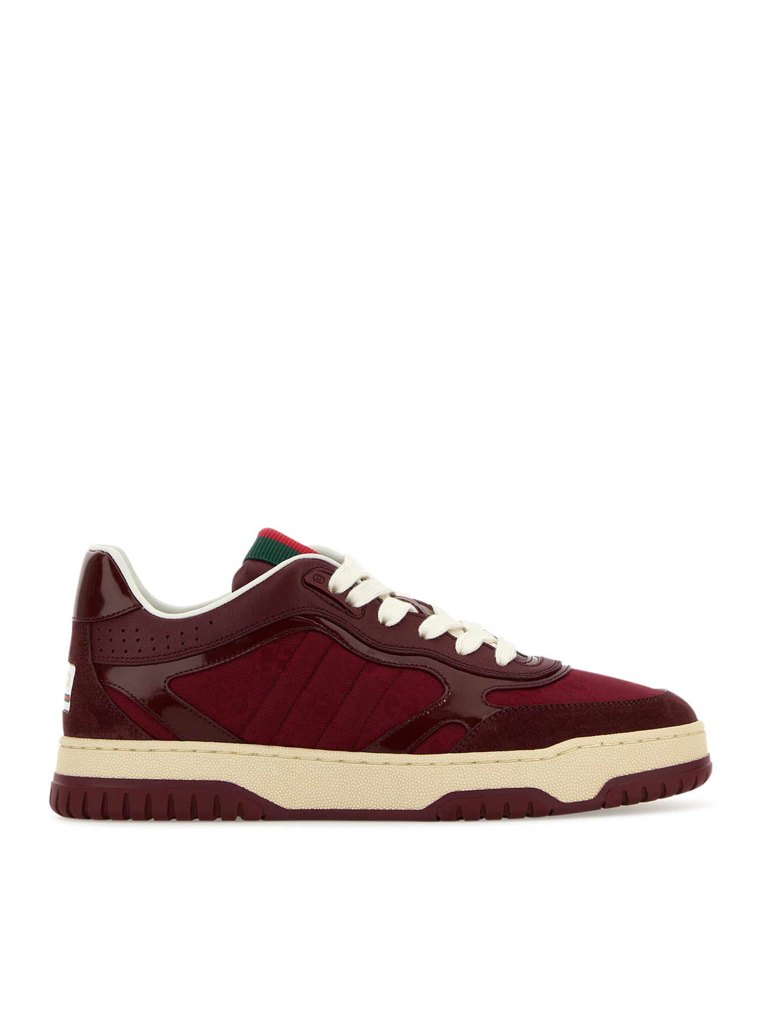 SNEAKERS RE-WEB BORDEAUX IN PELLE E TESSUTO GG SUPREME