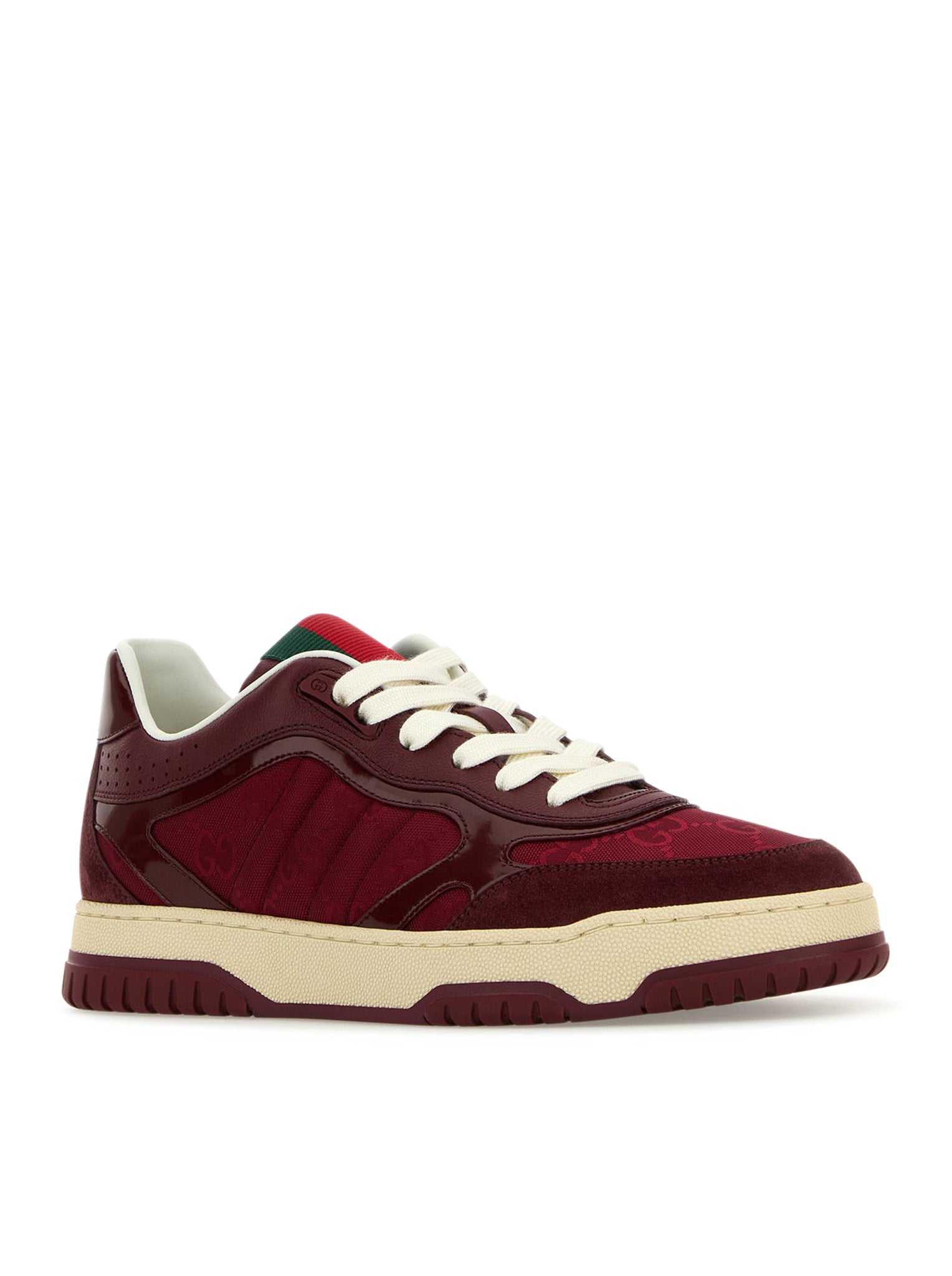 SNEAKERS RE-WEB BORDEAUX IN PELLE E TESSUTO GG SUPREME