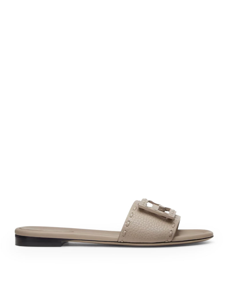 SLIDE BAGUETTE IN PELLE TORTORA