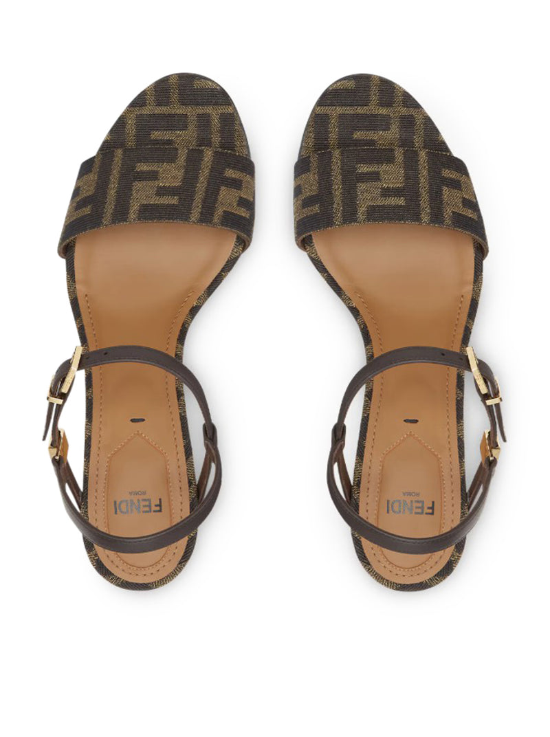 SANDALI DELFINA CON TACCO MEDIO IN JACQUARD FF