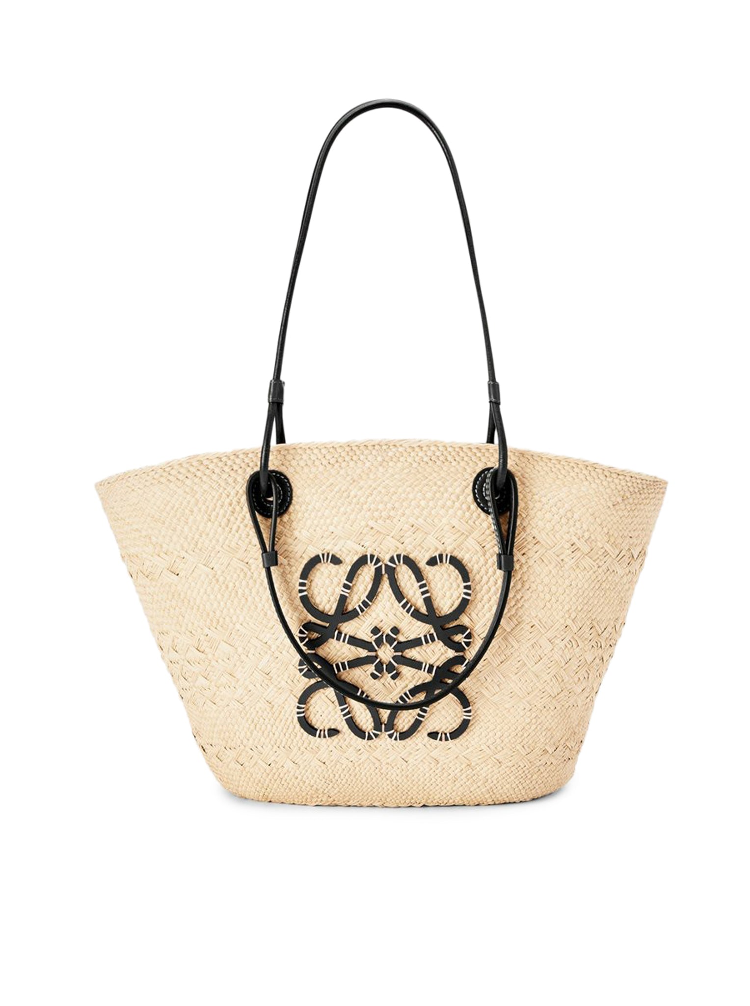 BORSA ANAGRAM BASKET MEDIA IN PALMA IRACA E PELLE DI VITELLO