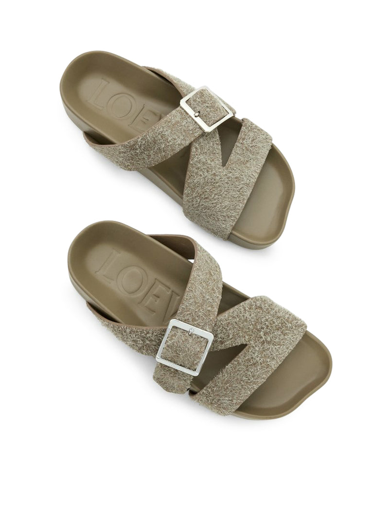 SABOT EASE BUCKLE IN PELLE SCAMOSCIATA SPAZZOLATA