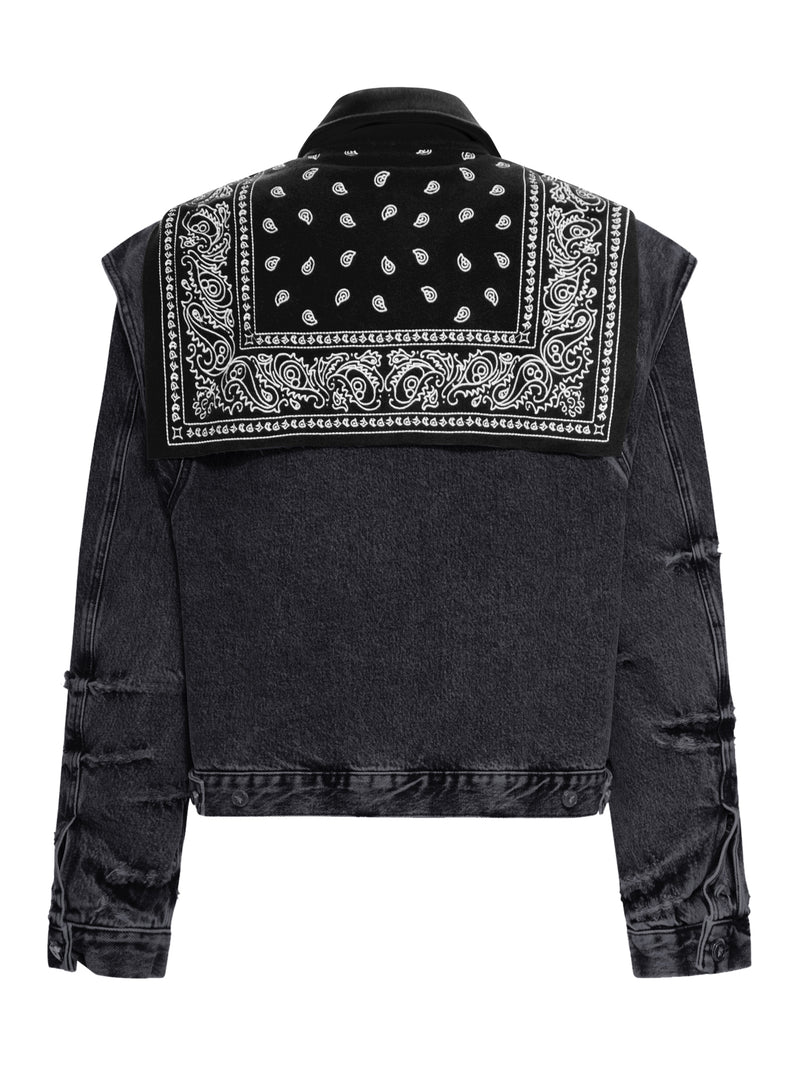 GIACCA CAPE IN DENIM CON EFFETTO BANDANA