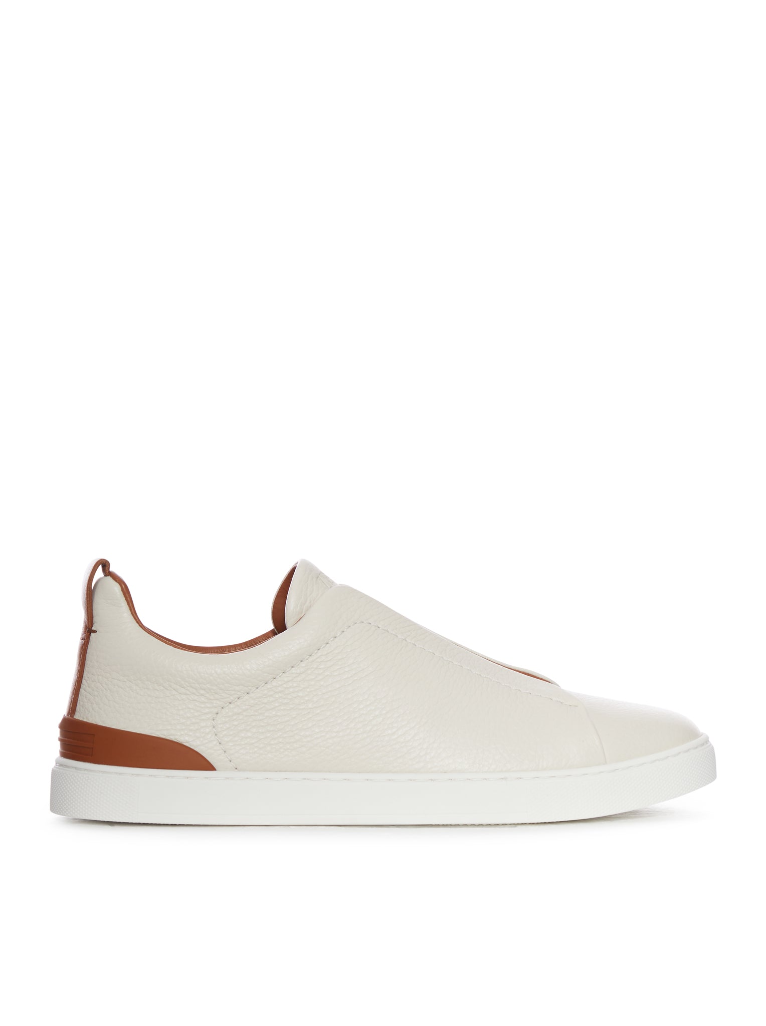 SNEAKER TRIPLE STITCH™ IN PELLE DI CERVO CREMA