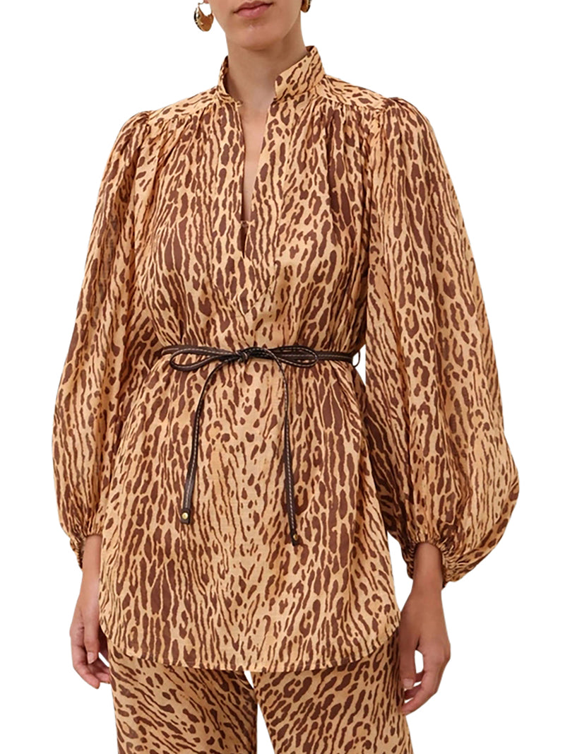 BLUSA FLUIDA CON STAMPA ANIMALIER