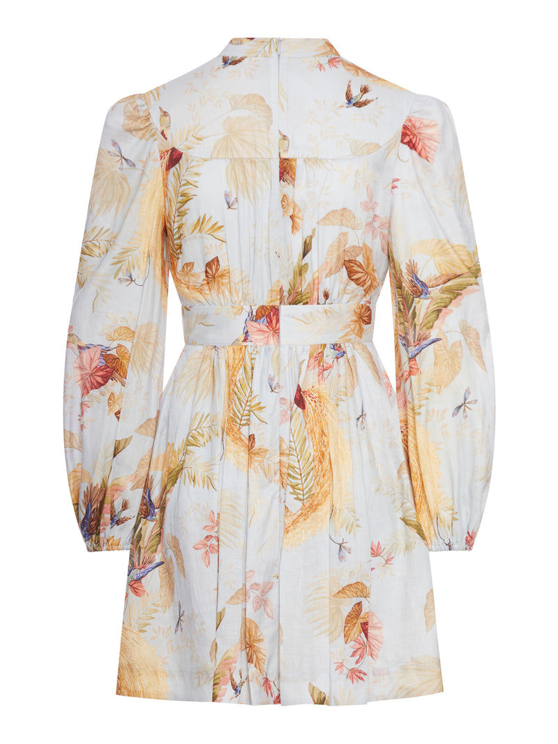 ABITO CORTO IN LINO CON SCOLLO A V