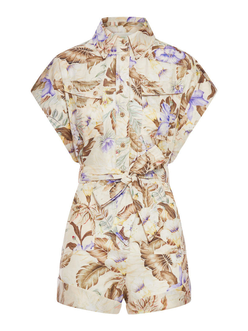 JUMPSUIT IN LINO CON STAMPA FLOREALE