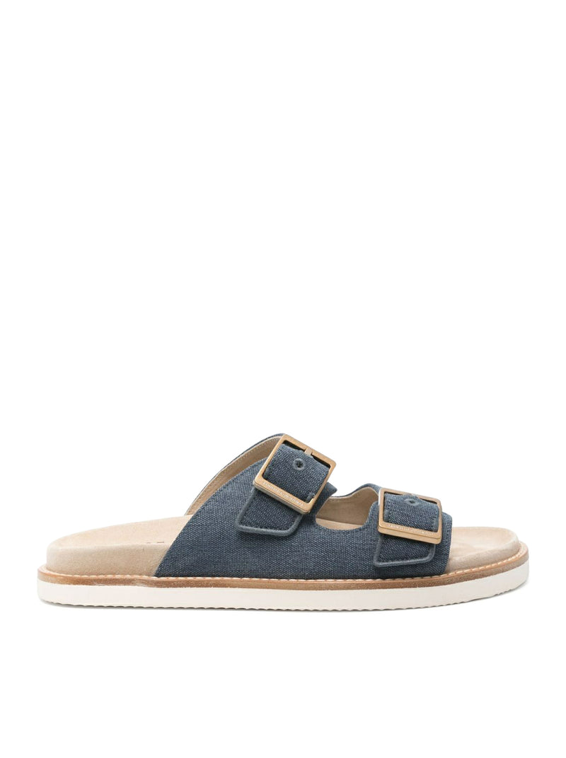 SANDALI SLIDES IN PELLE SCAMOSCIATA