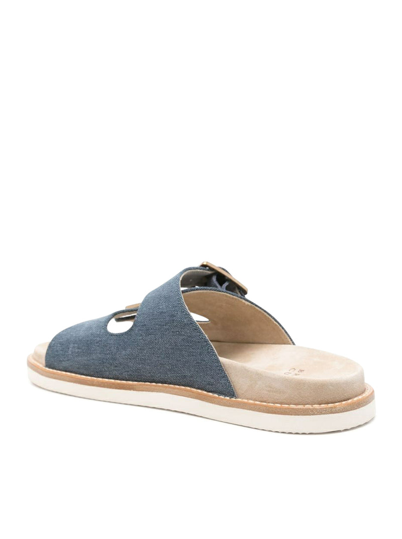 SANDALI SLIDES IN PELLE SCAMOSCIATA