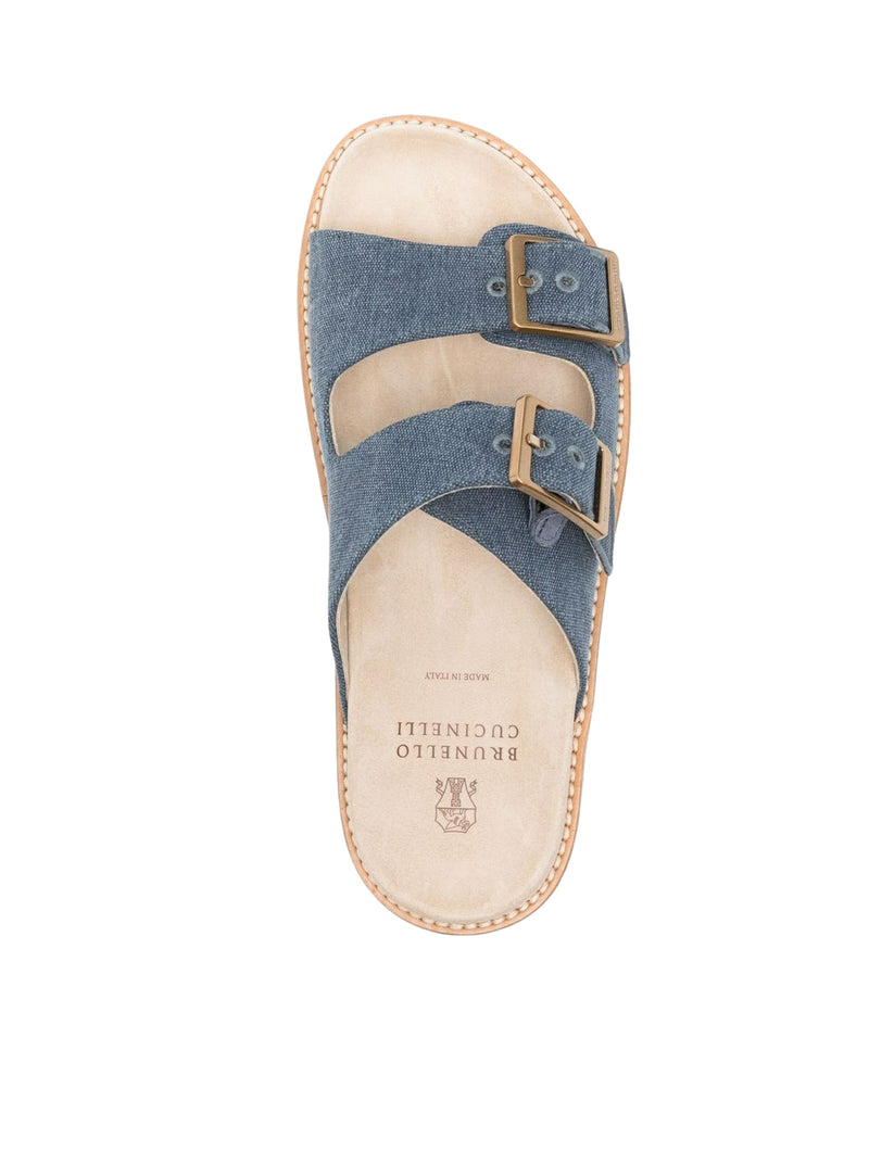SANDALI SLIDES IN PELLE SCAMOSCIATA