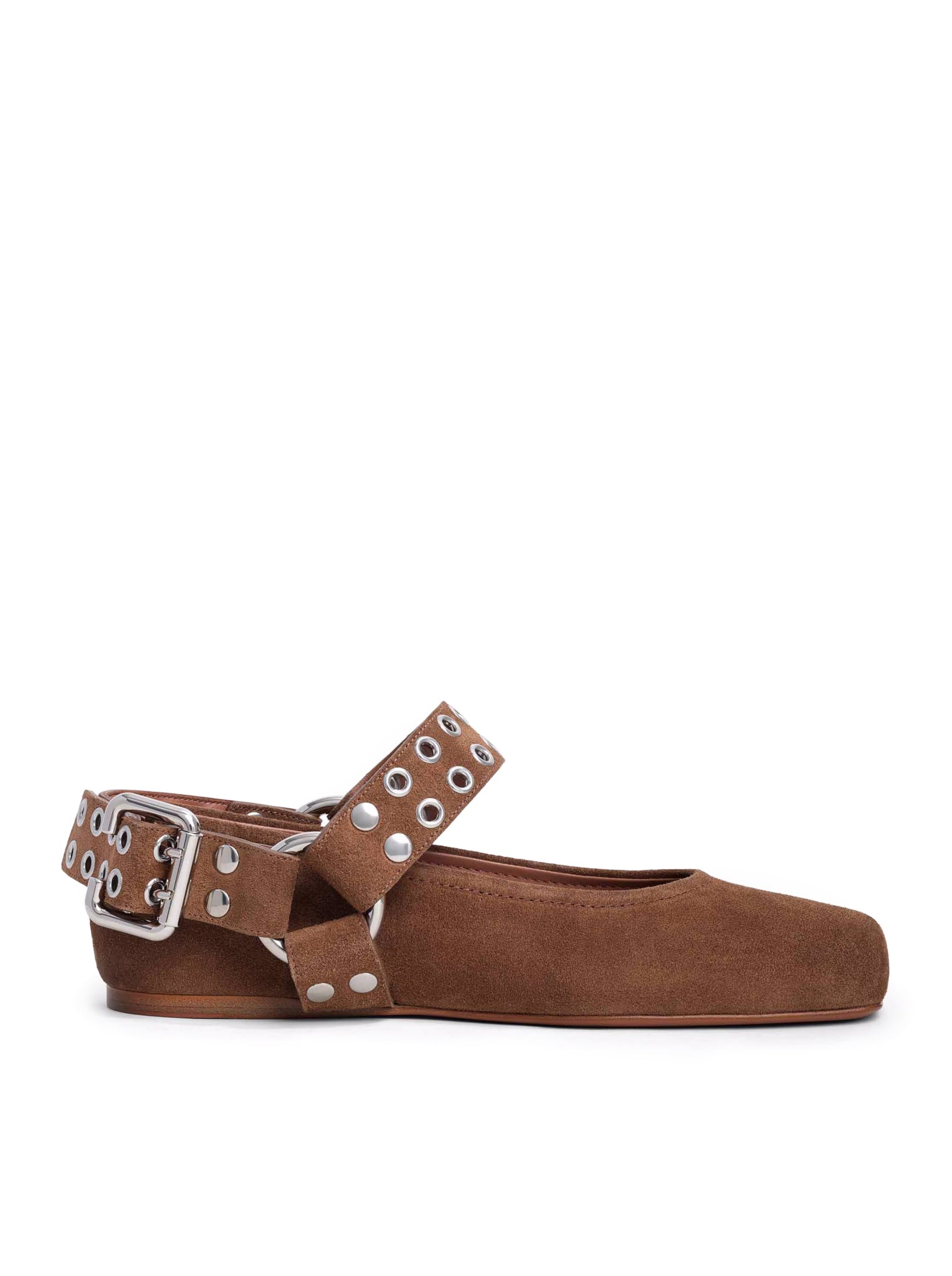 BALLERINE FLAT BIKER IN PELLE SCAMOSCIATA
