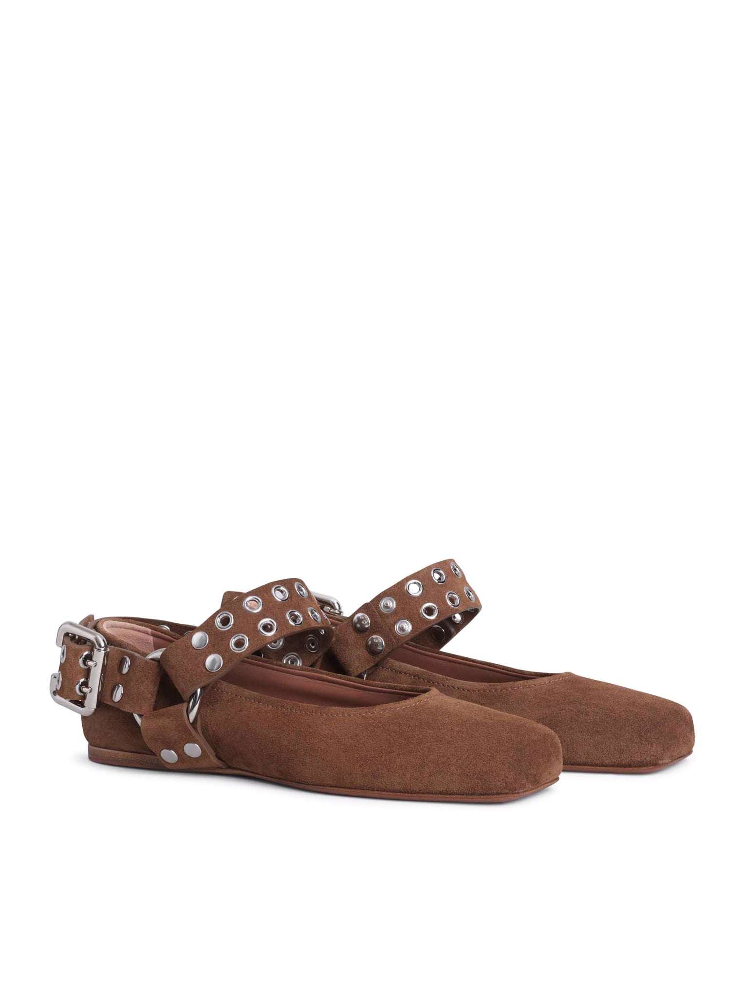 BALLERINE FLAT BIKER IN PELLE SCAMOSCIATA