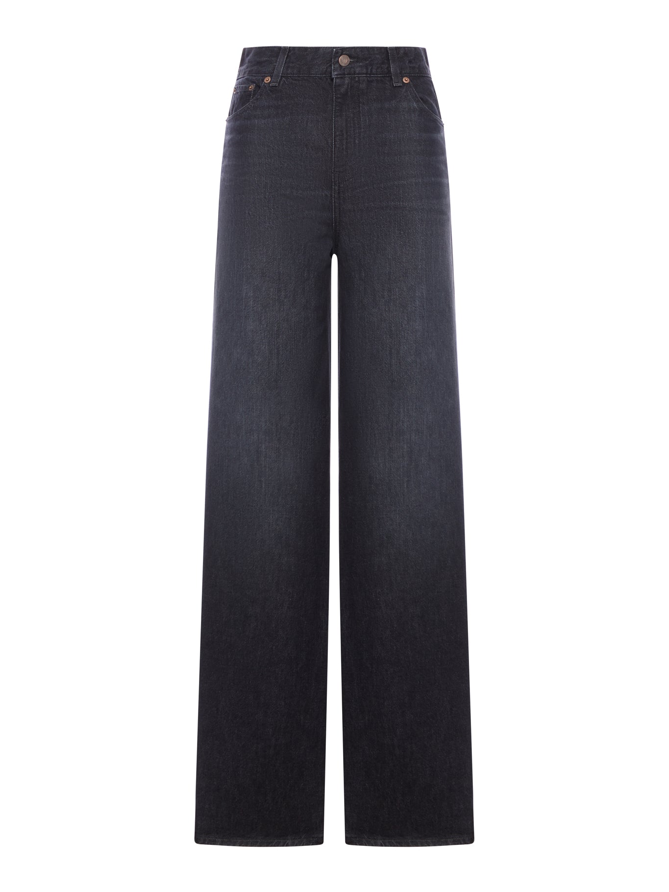 JEANS A GAMBA AMPIA E VITA ALTA IN DENIM