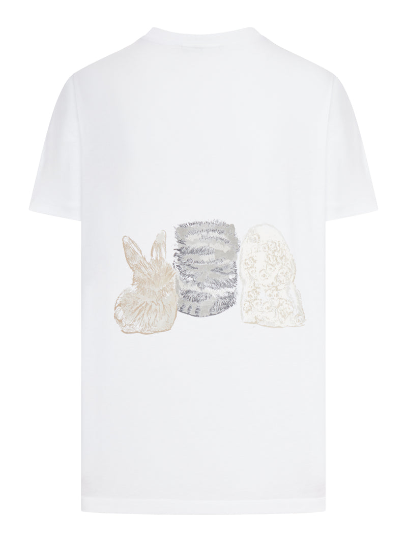 T-SHIRT BASIC IN JERSEY DI COTONE CON GRAFICA ANIMALIER