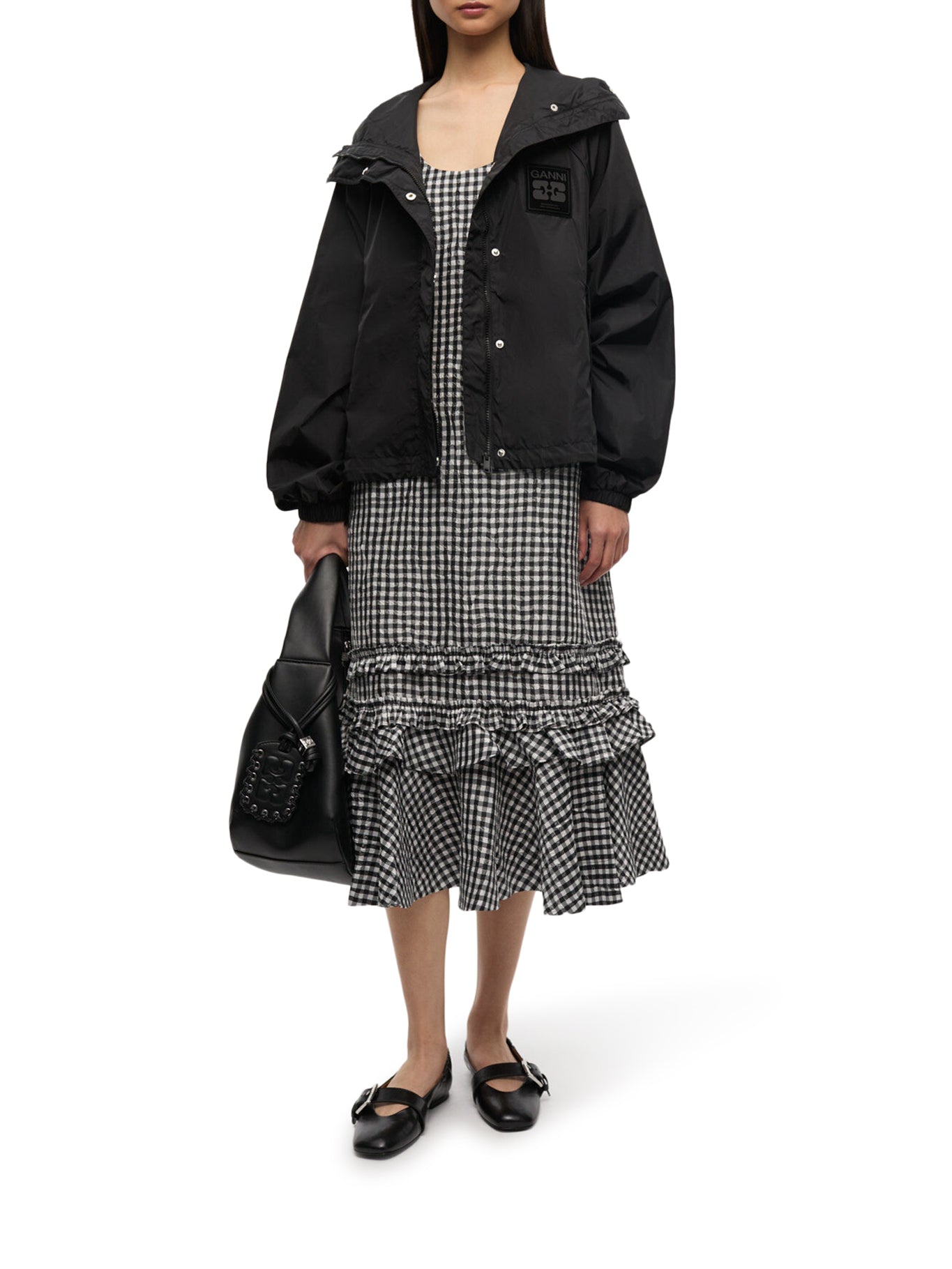 GIACCA IN NYLON CON PATCH LOGO GANNI