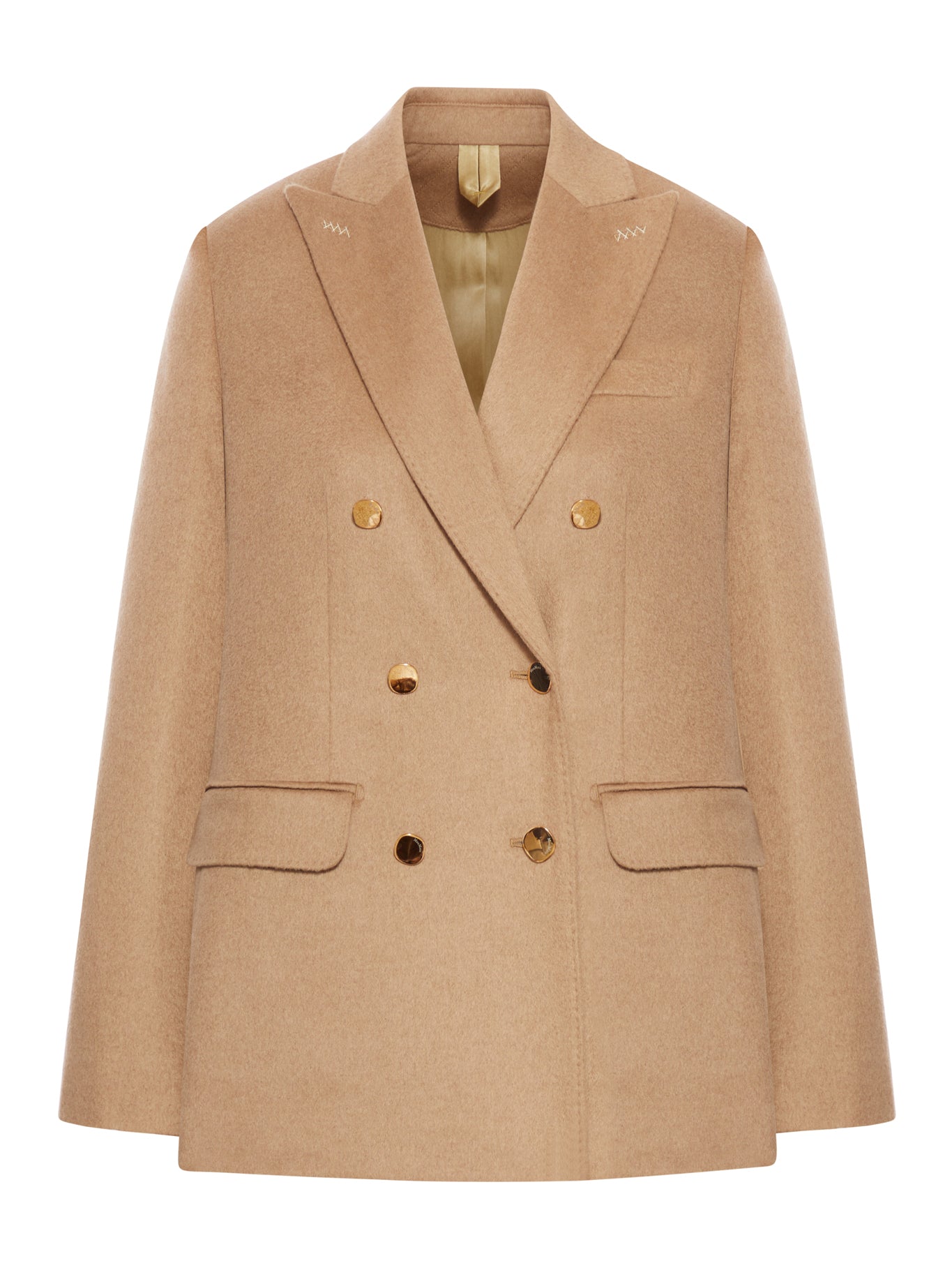 BLAZER IN DRAP DI CAMMELLO ZIBELLINATO
