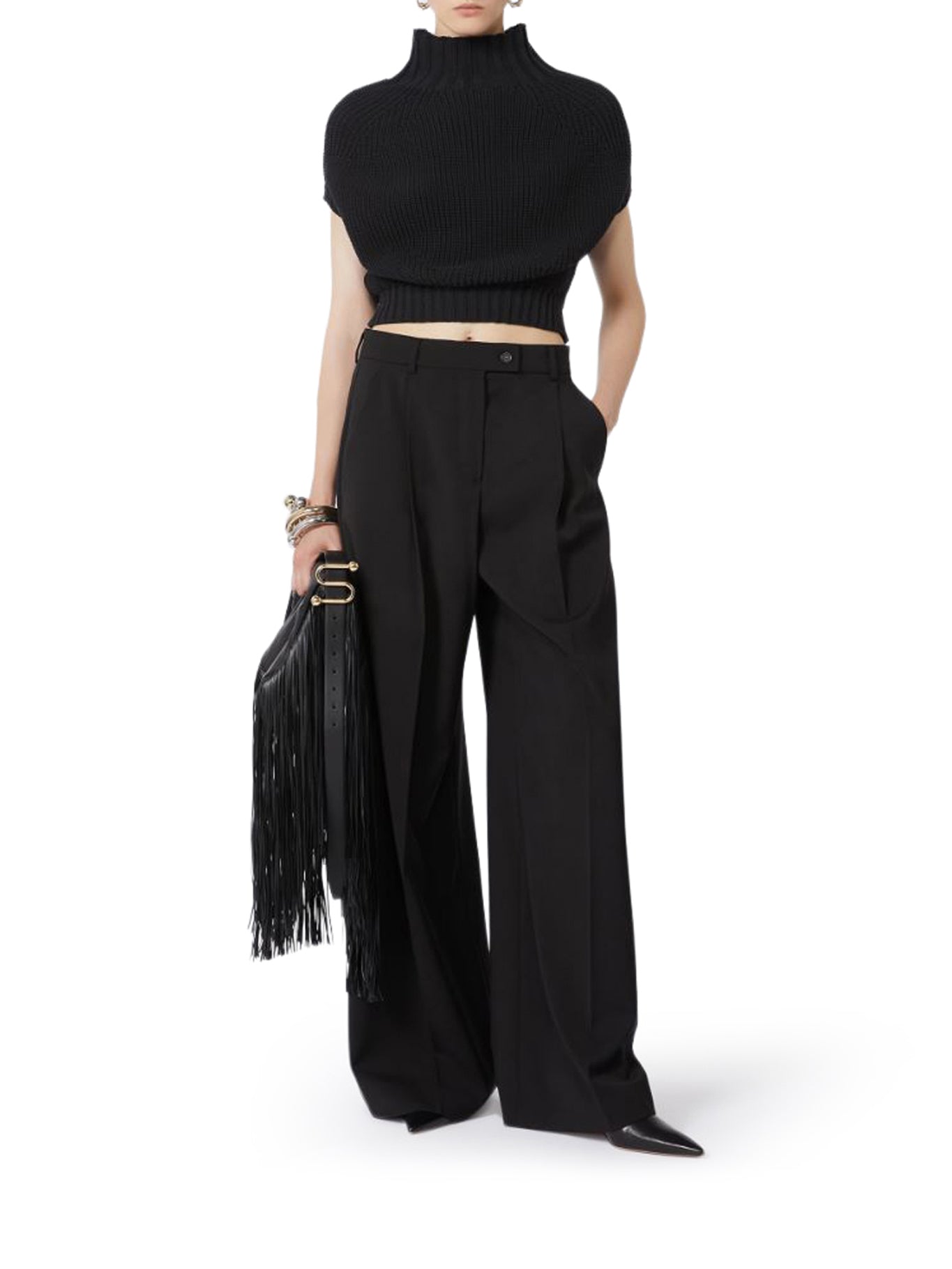 PANTALONE OVERSIZE IN LANA STRETCH