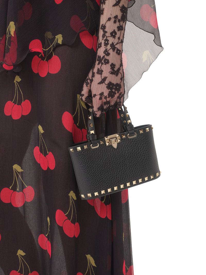 MINI BORSA SHOPPING ROCKSTUD IN VITELLO GRANAT