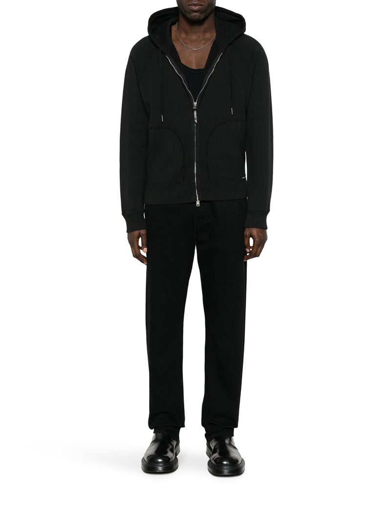 FELPA CON CAPPUCCIO E ZIP IN COTONE