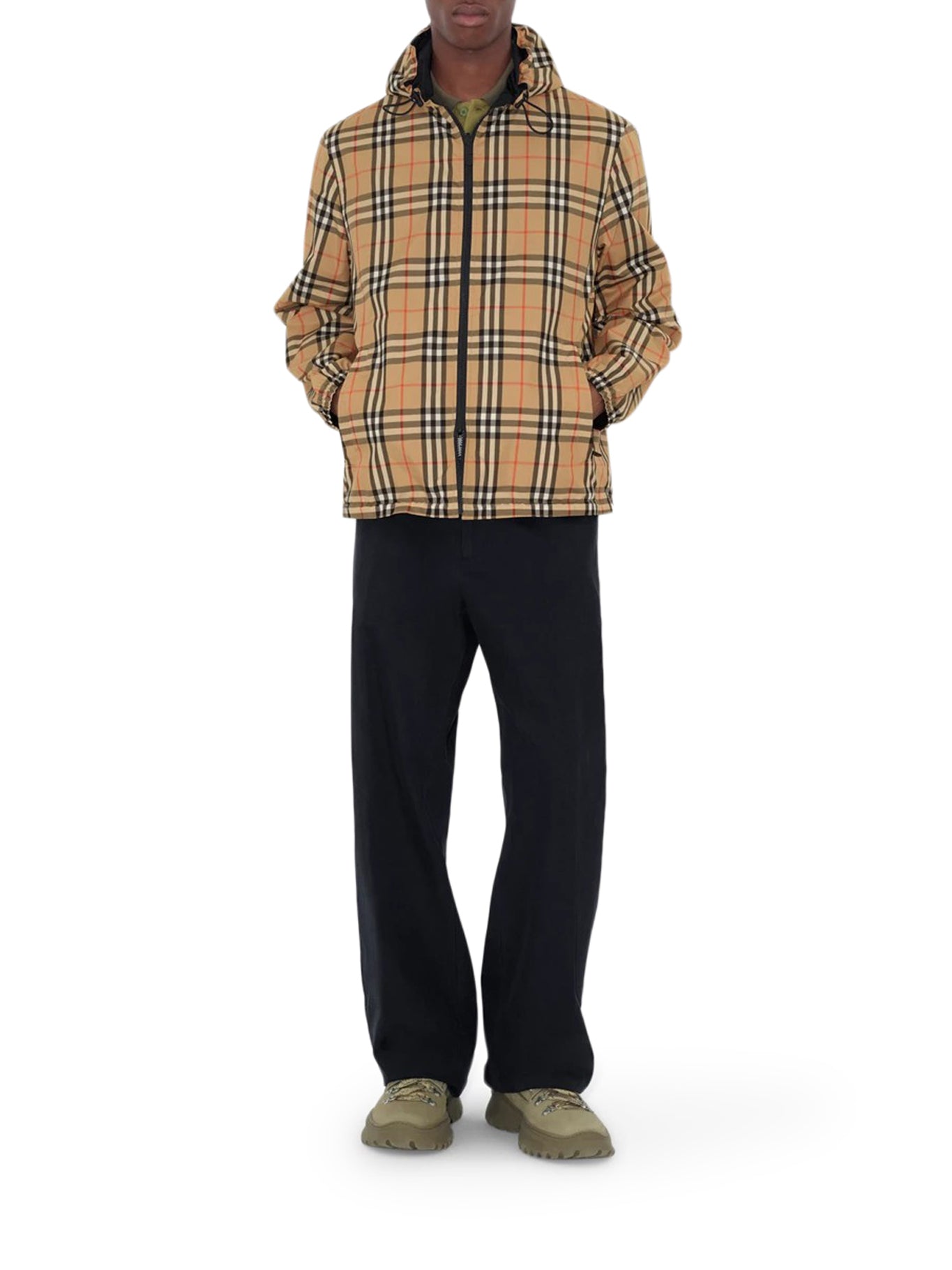 GIACCA CHECK REVERSIBILE CON CAPPUCCIO