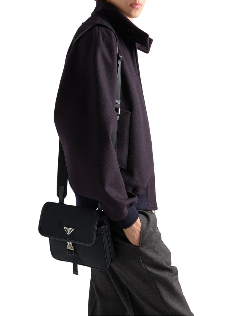 BORSA A TRACOLLA IN RE-NYLON E SAFFIANO