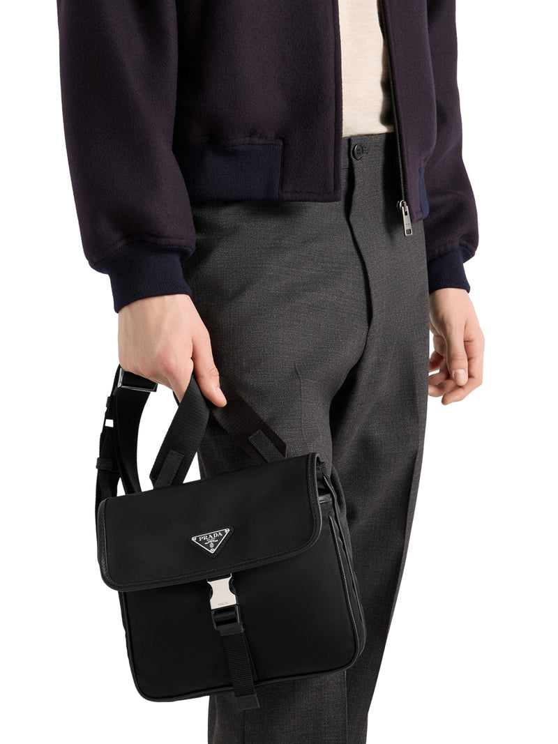 BORSA A TRACOLLA IN RE-NYLON E SAFFIANO