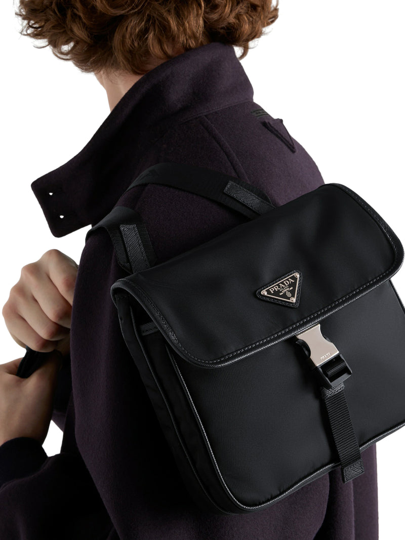 BORSA A TRACOLLA IN RE-NYLON E SAFFIANO