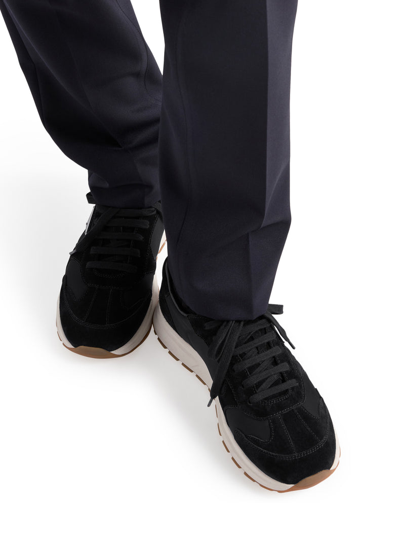 SNEAKERS PRAX IN PELLE SCAMOSCIATA E RE-NYLON