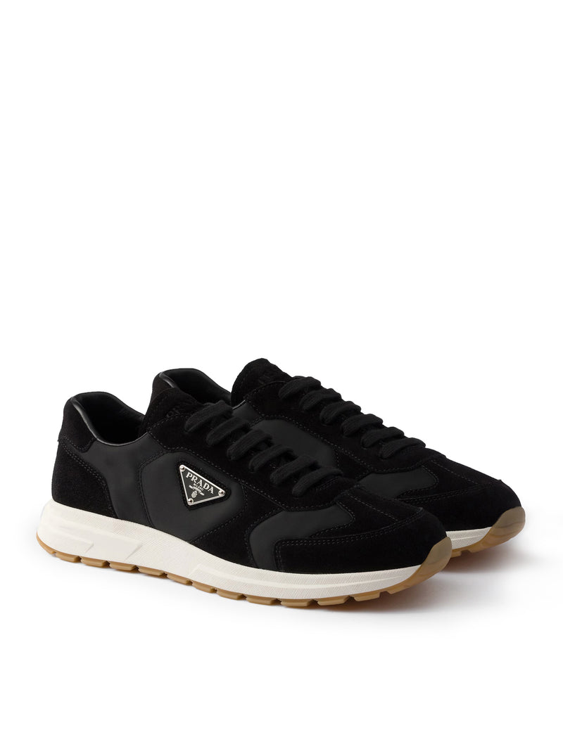 SNEAKERS PRAX IN PELLE SCAMOSCIATA E RE-NYLON