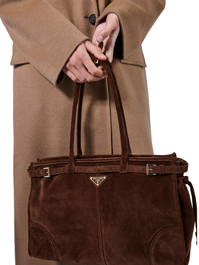 BORSA A MANO PRADA BONNIE LARGE IN PELLE SCAMOSCIATA