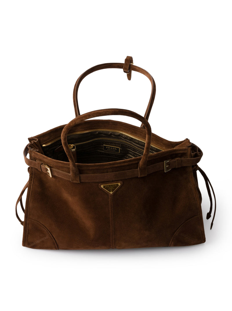 BORSA A MANO PRADA BONNIE LARGE IN PELLE SCAMOSCIATA