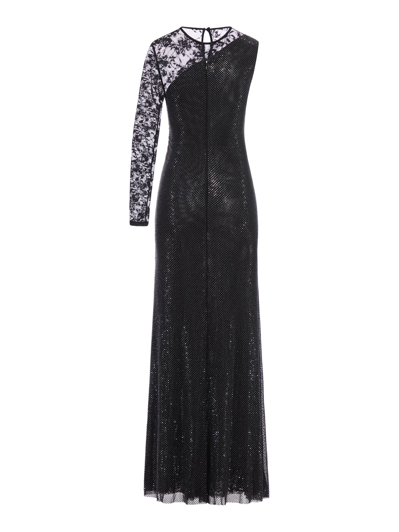 ABITO CON STRASS E MANICHE IN PIZZO