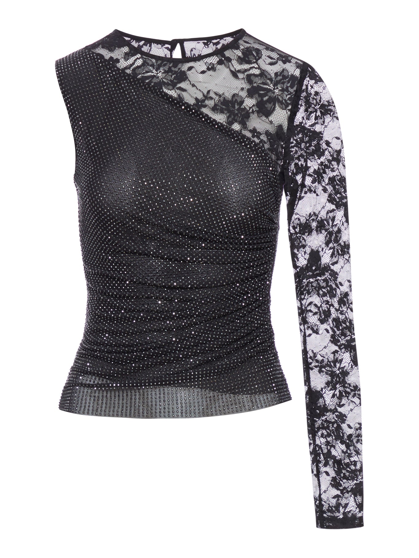 TOP CON STRASS E MANICHE IN PIZZO