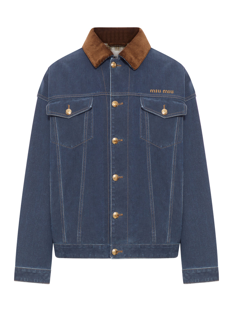 BLOUSON IN DENIM FLOCK E VELLUTO
