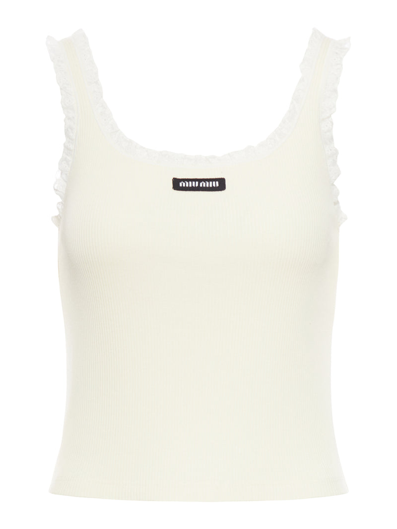 TOP TANK A COSTINE CON DETTAGLI IN PIZZO