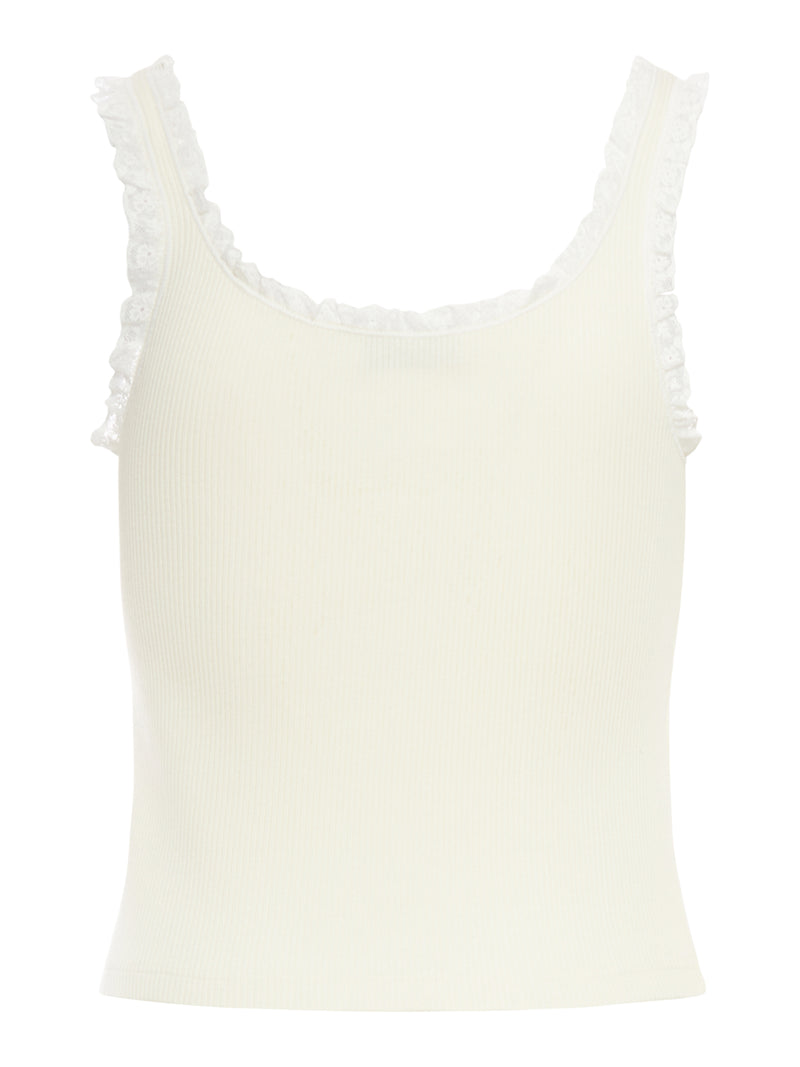 TOP TANK A COSTINE CON DETTAGLI IN PIZZO