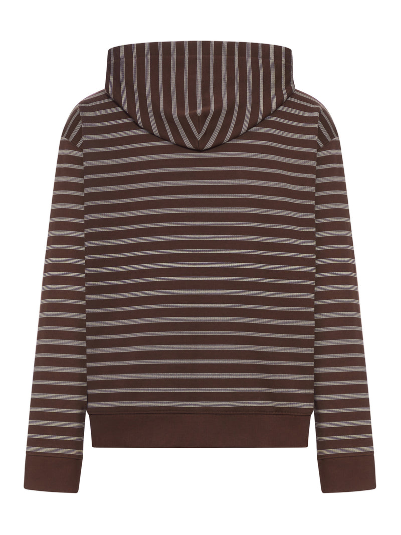 FELPA A RIGHE CON CAPPUCCIO
