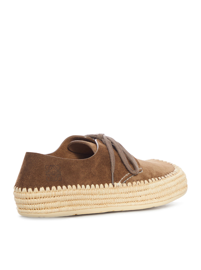 SCARPE STRINGATE RIO IN PELLE SCAMOSCIATA E RAFIA