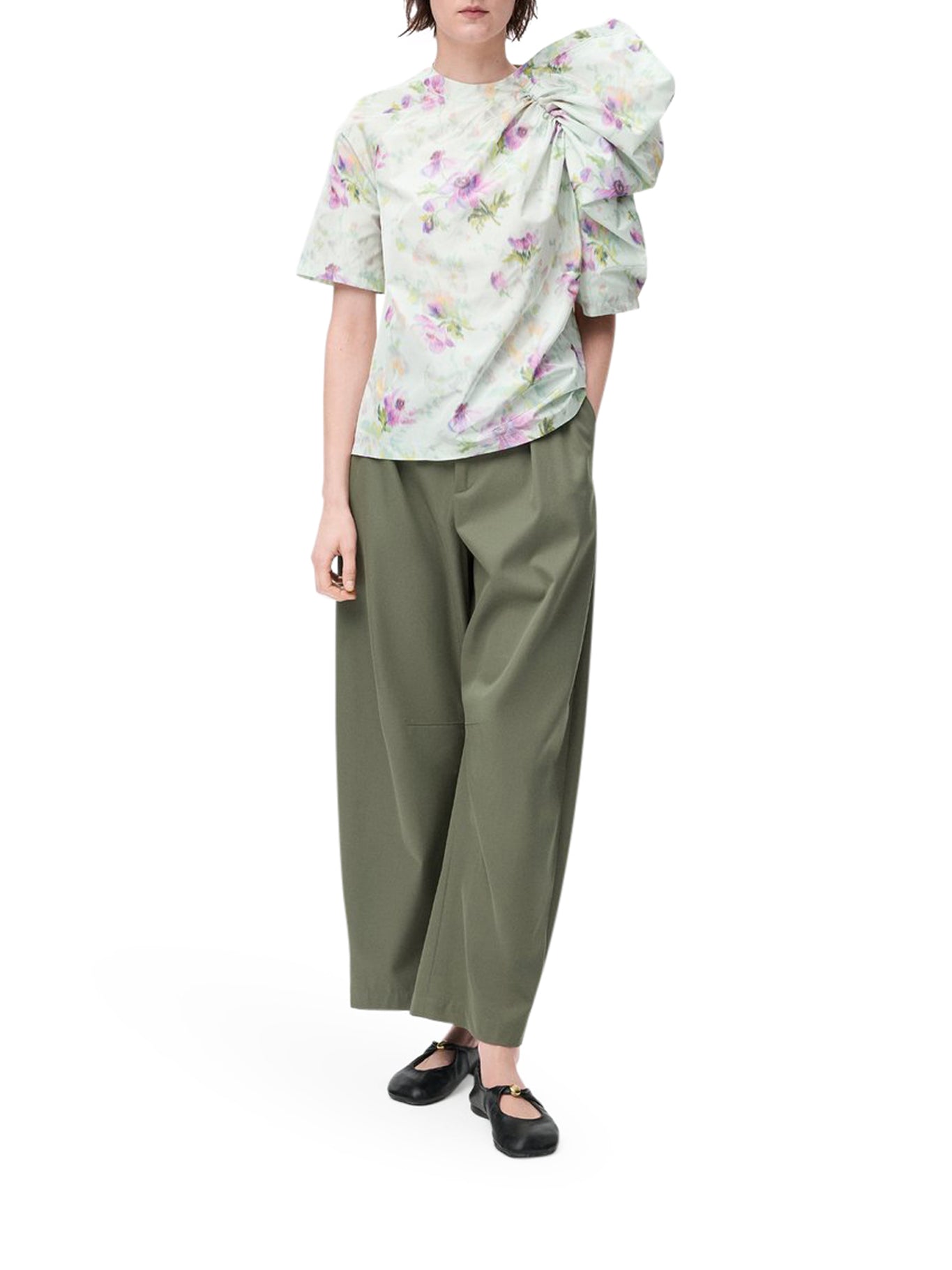 PANTALONI BARREL IN COTONE E SETA