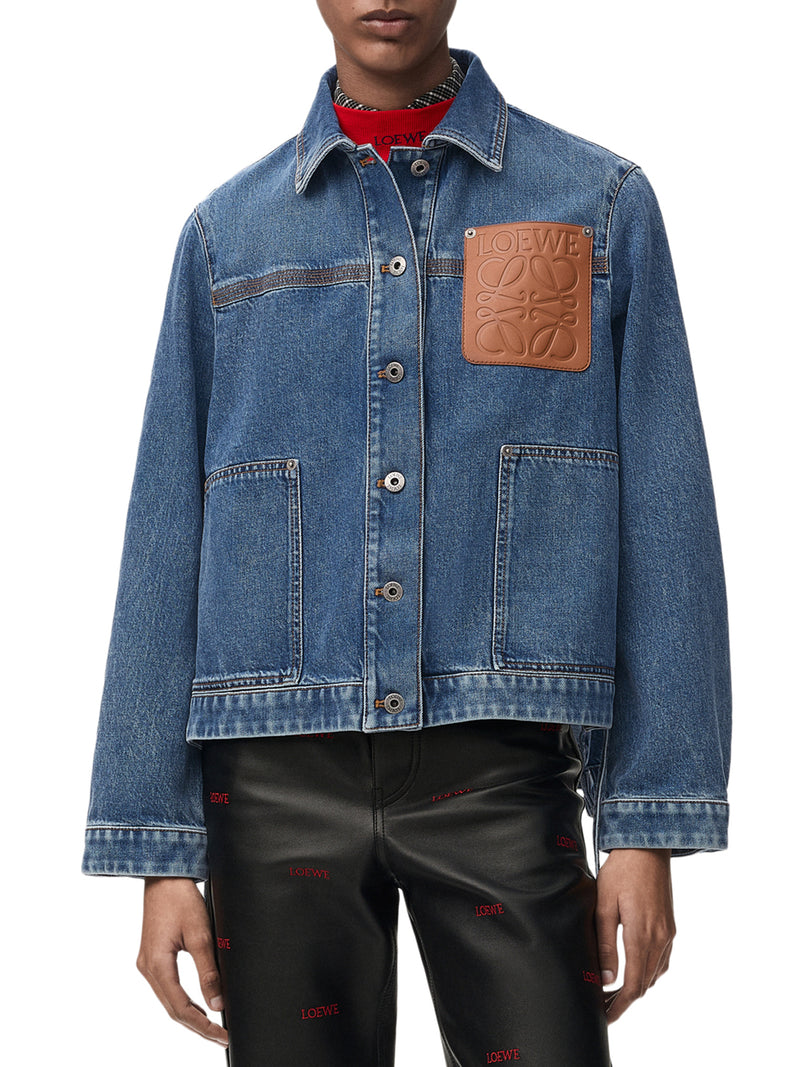 GIACCA IN DENIM DI COTONE CON ORLO ASIMMETRICO E LACCI SUL LATO