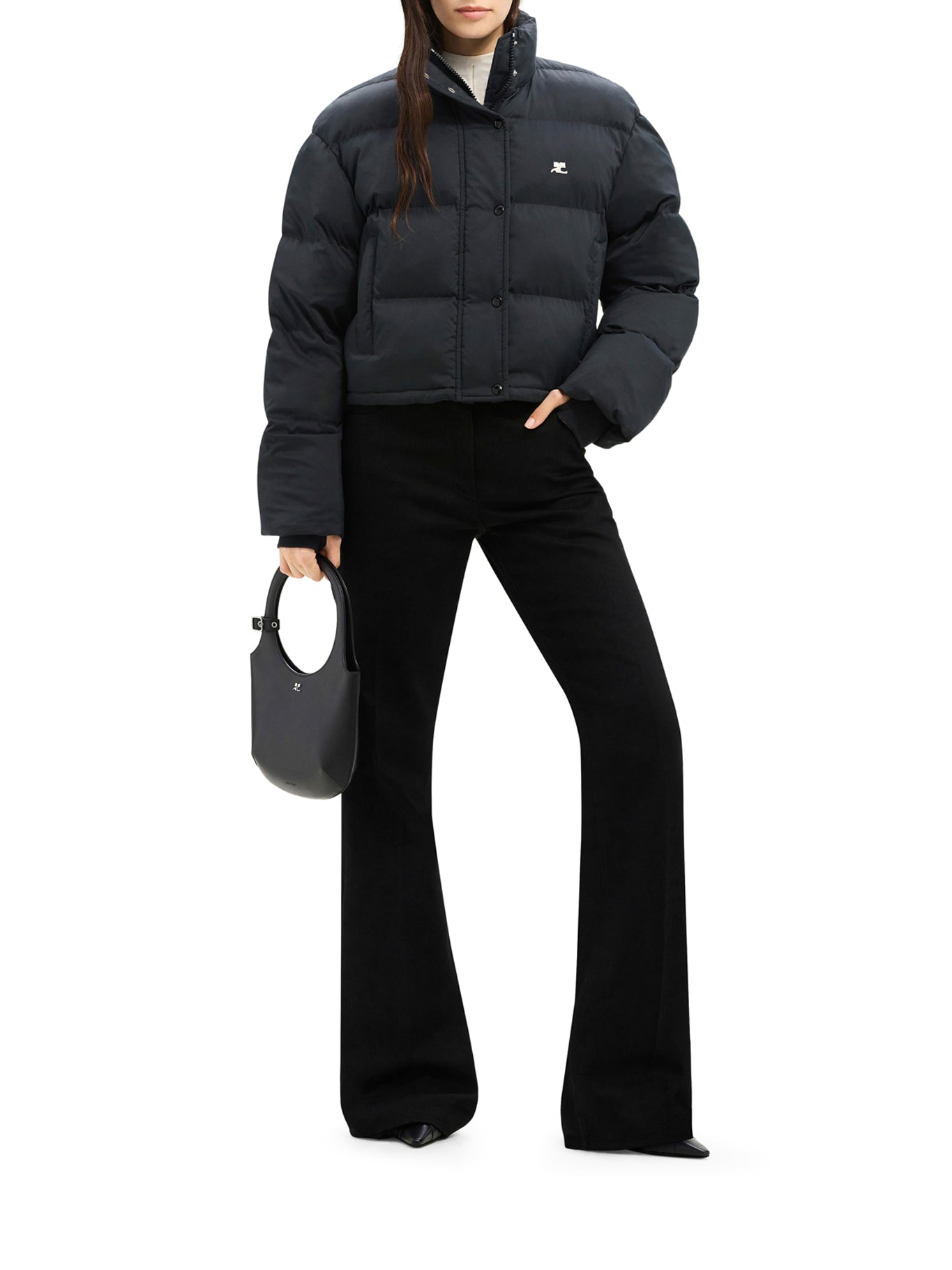 GIACCA BOMBER IMBOTITA IN NYLON CON LOGO AC RICAMATO