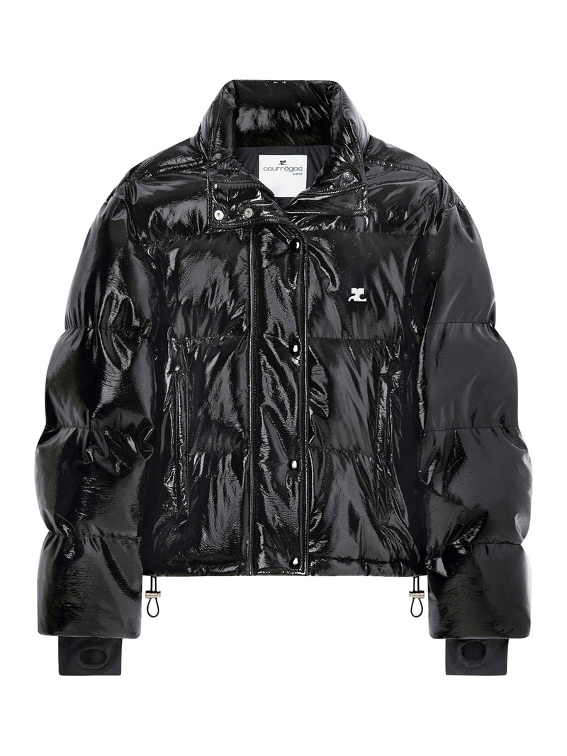 GIACCA BOMBER IN VINILE CON LOGO AC RICAMATO A CONTRASTO