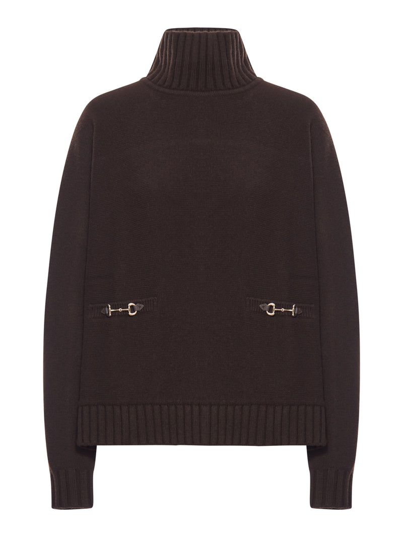 MAGLIONE A COLLO ALTO IN MISTO CASHMERE