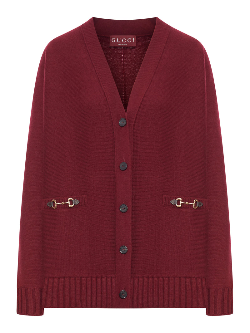 CARDIGAN IN LANA CON MORSETTI DORATI