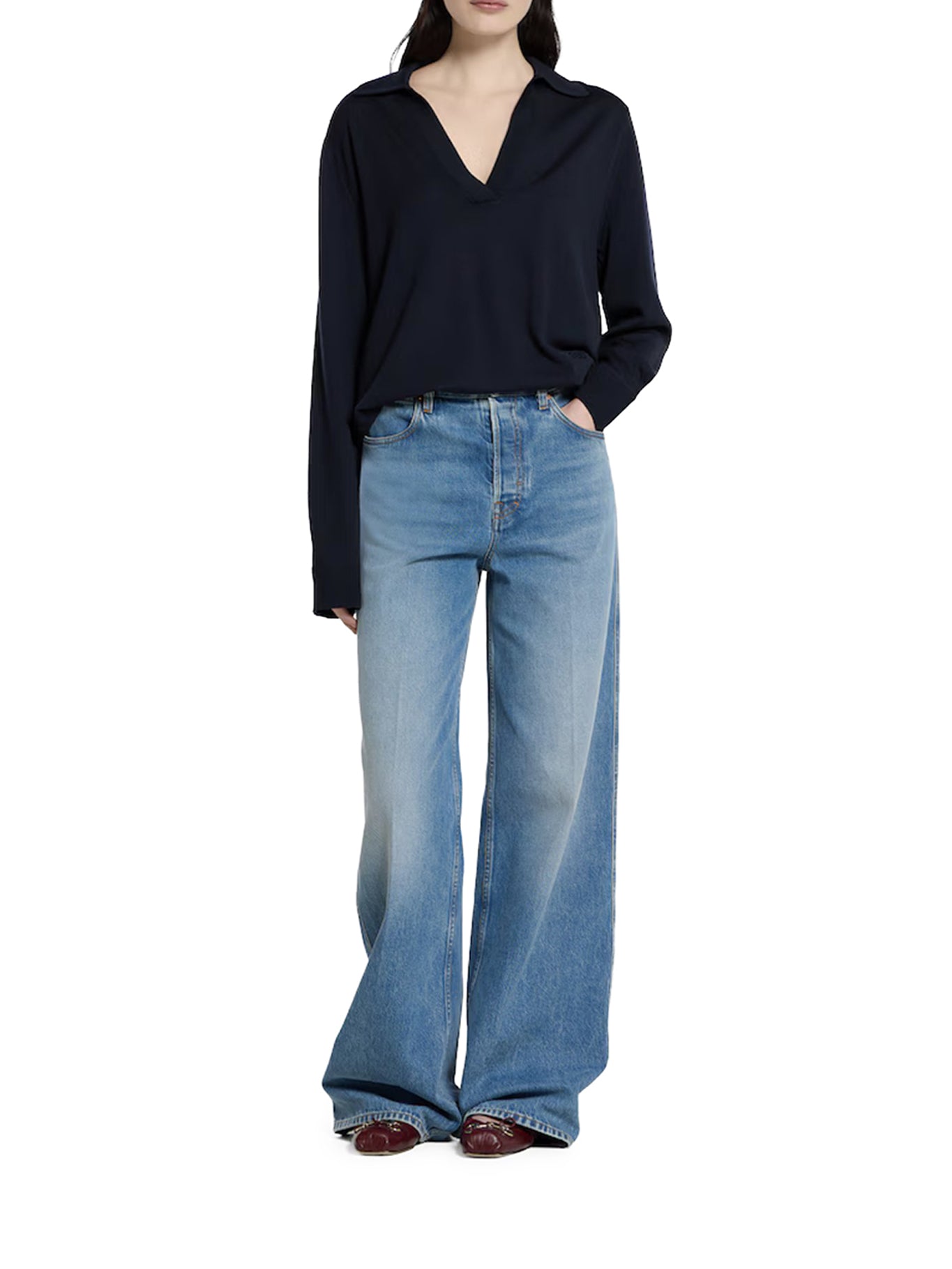 POLO IN LANA LEGGERA CON LOGO RICAMATO